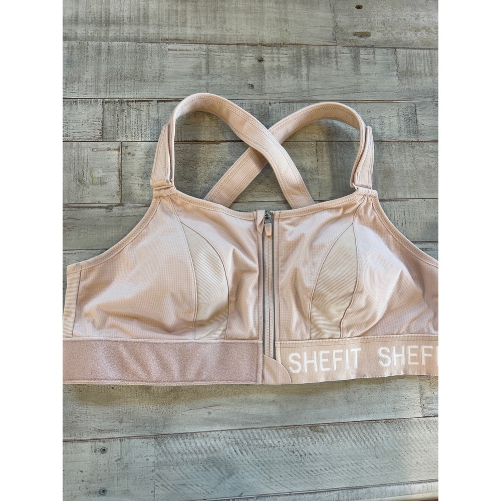Shefit Ultimate Sport Bra Blush Pink/Nude High Impact Front Zip Adjustable 4Luxe